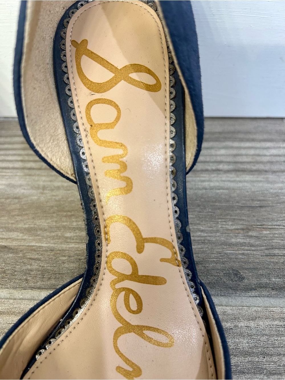 Sam Edelman Navy Suede Pointed Toe D’Orsay Heels Size 7 - Picture 3 of 11